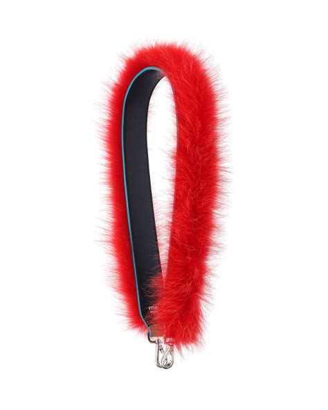 Fendi Fox Fur Guitar Strap for Handbag, Red 